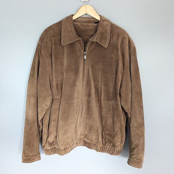 Roundtree & Yorke Other - Roundtree & Yorke Brown Suede Leather Bomber Jacket Mens XL